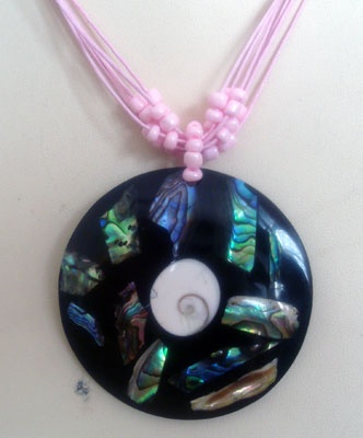 mosaic paua shell necklace with bead